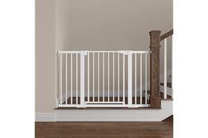 Mumeasy Baby Gate Extra Wide, 29.5"- 51.5" Pressure Mounted Dog Gate with Walk Through Door, Auto Close Pet Gate for Stairs,Doorways,House