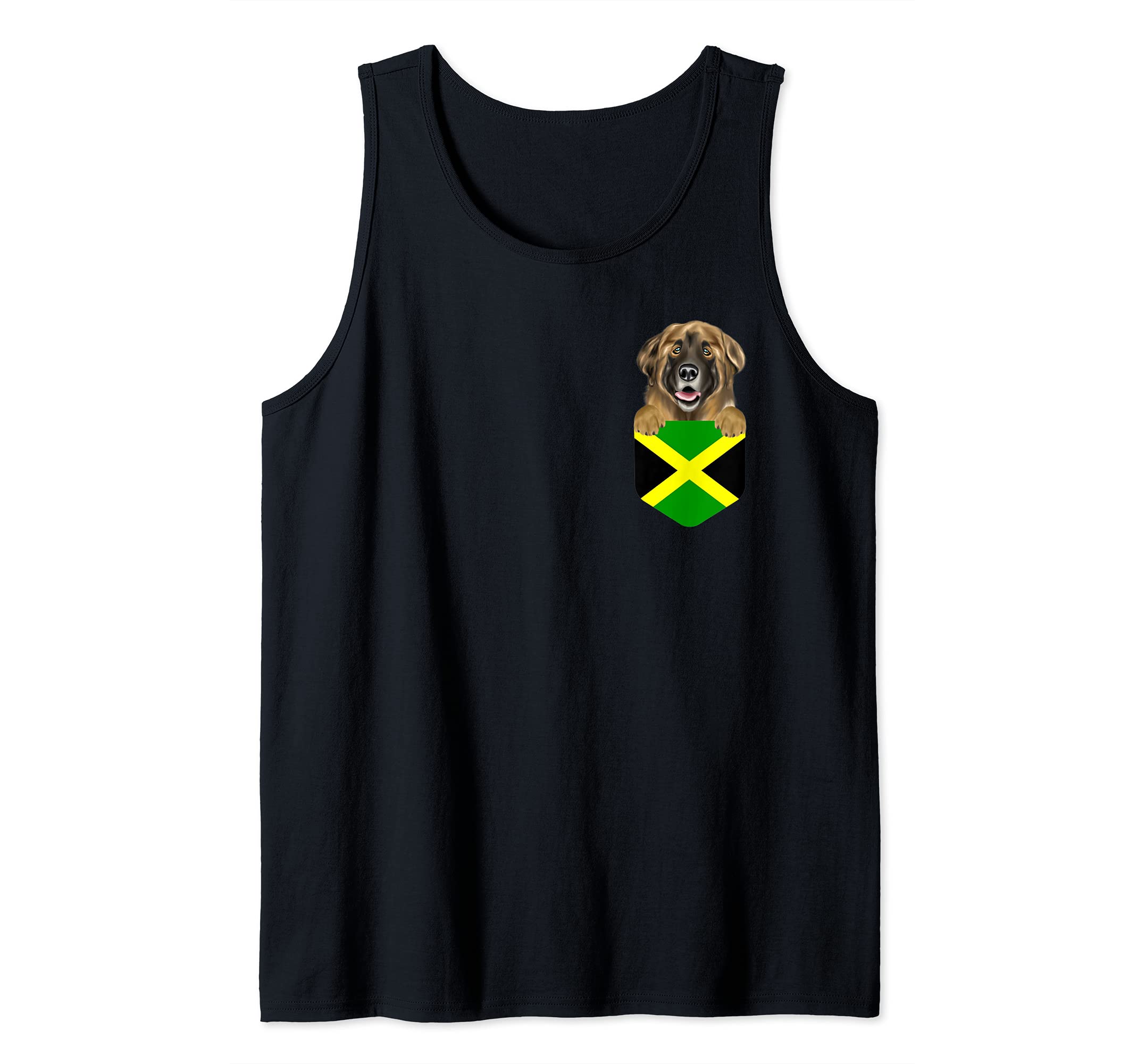 Jamaica Flag Leonberger Dog In Pocket Tank Top