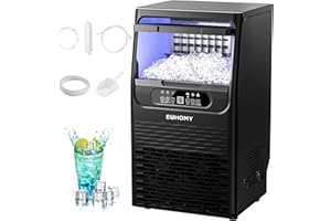 EUHOMY Commercial Ice Maker Machine,80lbs/24H,36 Ice Cubes in 8-12 Mins,Under Counter Ice Maker with Water Filter,12lbs Storage Capacity,Freestanding Ice Machine for Home/Bar/Cafe/Restaurant