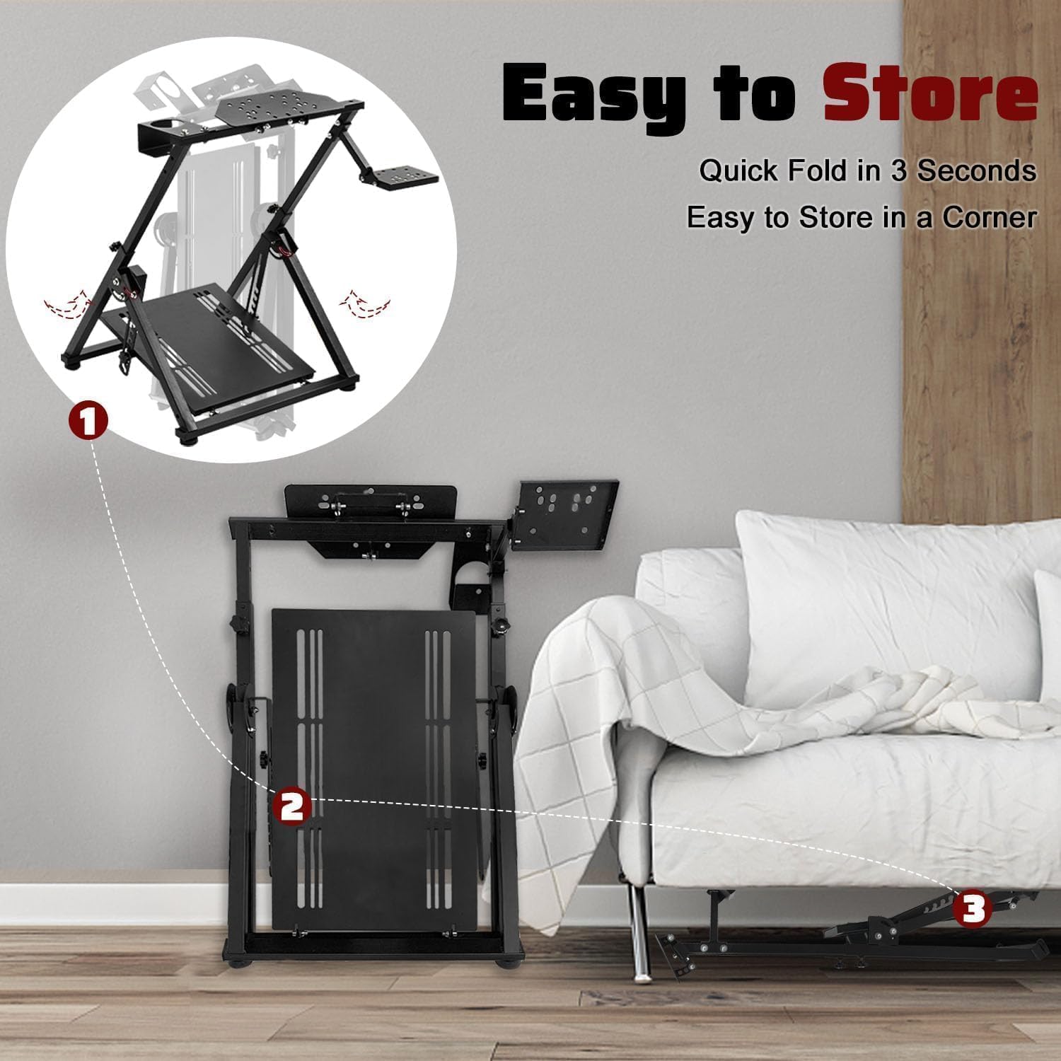 Marada X Shape Steering Wheel Stand Compatible with Logitech Thrustmaster Moza G27 G29 G920 G923 T248 T300RS GT R5 Foldable Sim Racing Stand Racing Simulator, No Wheel Pedal Shifter