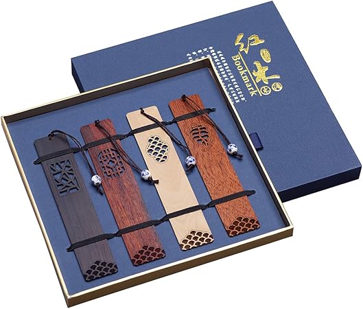 Amazon 手作り彫刻天然木ブックマークギフトボックスセット 教師 学生 女性 父親 魅力的な男性のためのユニークなギフト 文房具 オフィス用品 文房具 オフィス用品
