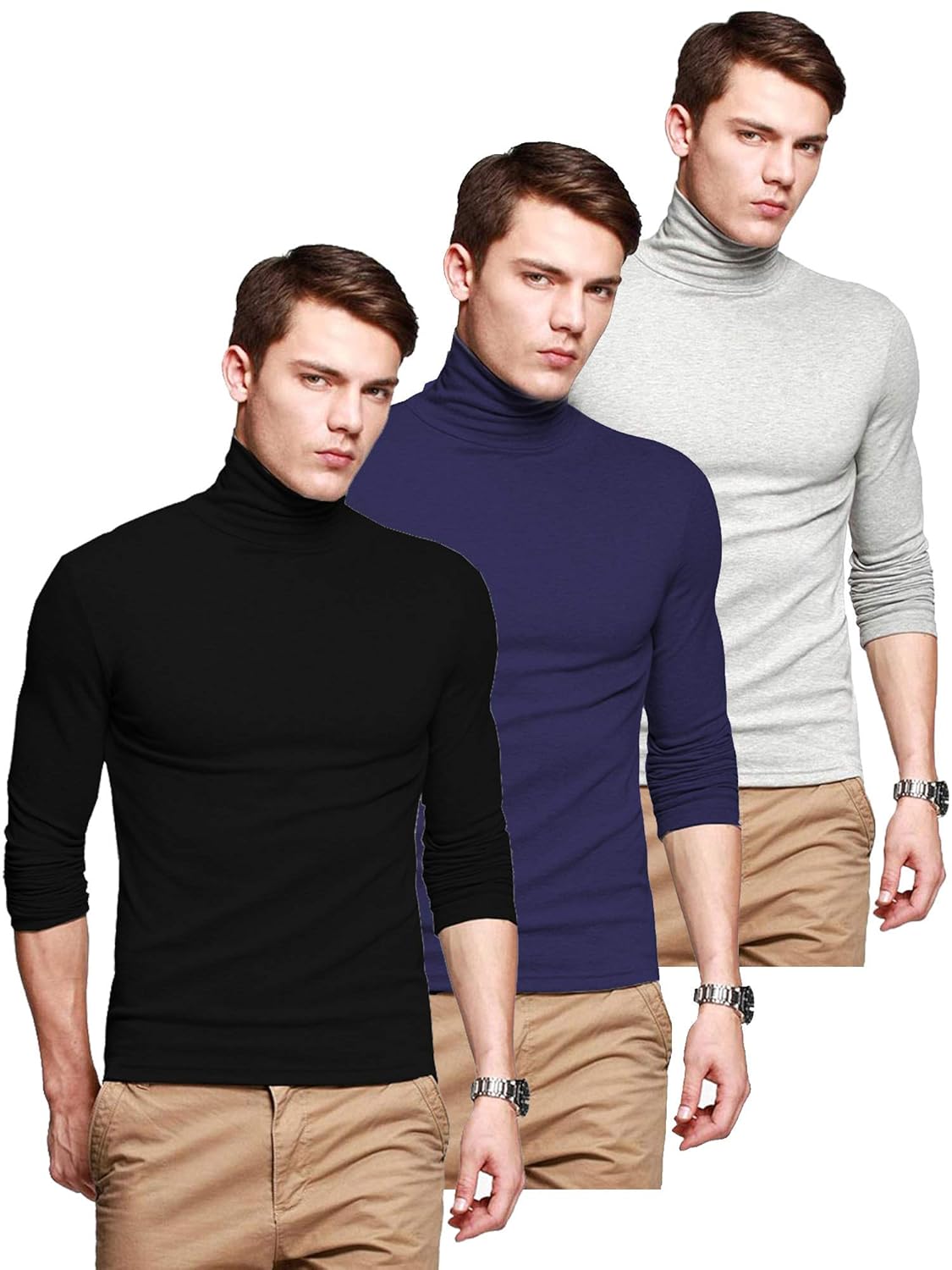 Buy fanideaz Cotton Full Sleeve Classic High Neck Black T Shirt for Men