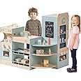 ROBOTIME Kids Grocery Store, Pretend Play Supermarket with Checkout Counter, Vending Machine Toy, Kids Coffee Maker & Cuting Food, Grocery Store Pretend Playset for Toddler Boys Girls