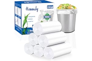 HOMMALY 2.6 Gallon Clear trash can liners 300 counts,Small trash bags garbage Bags, Extra Strong 2.6 Gal garbage Bags, Fit 10 liters trash Bin, bathroom trash can liners for Home Office bedroom(clear 300)