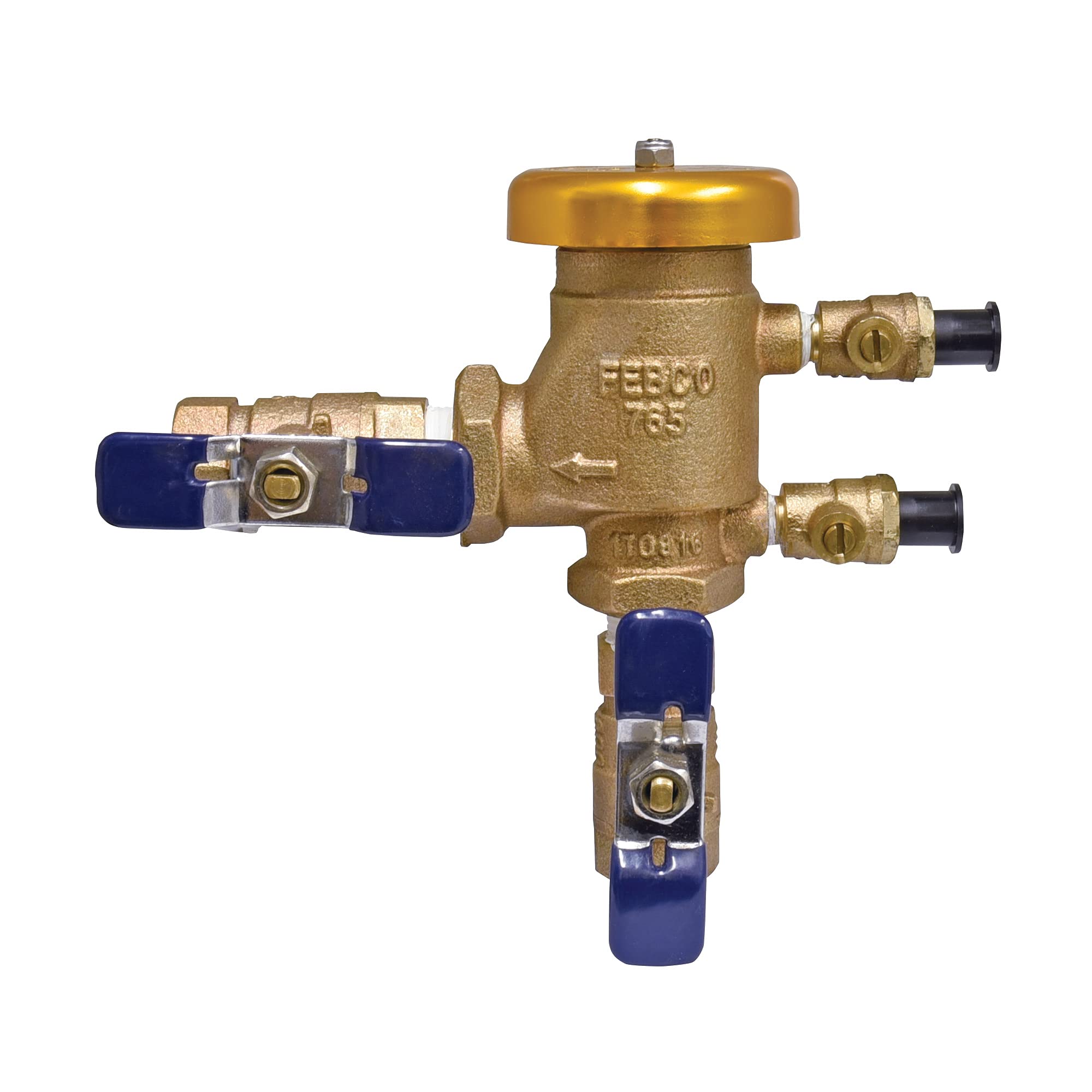 Photo 1 of Febco 765 Series 1/2" Bronze Pressure Vacuum Breaker Backflow Preventer, Quarter Turn Shutoff, NPT Connections, Spring-Loaded Check Valves, Max Pressure 150 psi, Industrial Plant, Irrigation System