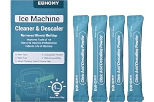 EUHOMY Ice Maker Cleaner & Descaler | 4 Use & Individually Packed | Ice Machine Cleaner with Organic Citric Acid Descaling Po