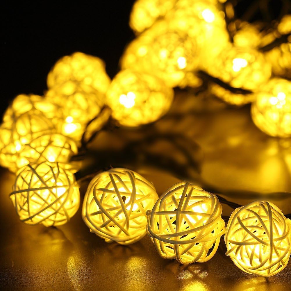 Solar Fairy String Lights,KINGCOO 20FT 30LED Globe Rattan Ball String Lights for Outdoor/Indoor Christmas Holiday Pary Garden Decorations (Warm White) - Image 3