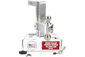 Weigh Safe Adjustable Trailer Hitch Ball Mount, 10" Adjustable Drop Hitch for 2.5" Receiver w/ 2 pc Keyed Alike Lock Set, Heavy Duty Aluminum Trailer Tow Hitch w/ Stainless Steel Tow Balls, 18,500 GTW