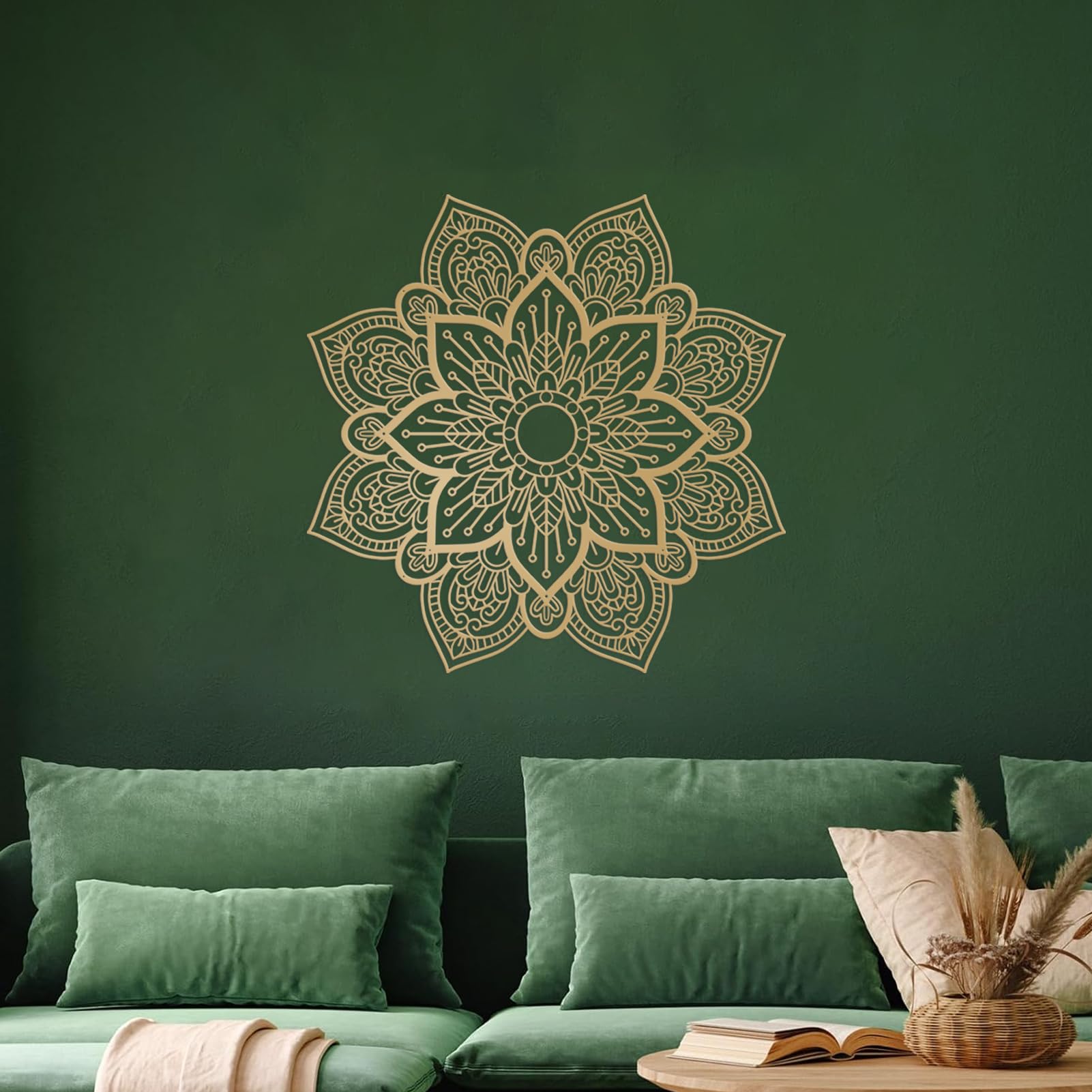 Resama Large Metal Round Mandala Wall Decor, Unique Lotus Flower Wall Art for Living Room Bedroom Bathroom Corridor Home Room and Office Decoration