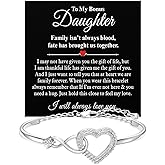 Larvincy To My Bonus Daughter Bracelet With Heartfelt Message & Elegant Box - Bonus Daughter Gifts Unique From Stepmom Stepdad, Jewelry Gifts For Unbiological Daughter On Birthday Graduation Christmas