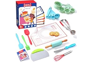 Vinino 11-Piece Kids Baking&Cooking Set – Real Baking Utensils with Cookbooks for Children, Toddler Safe Montessori Kitchen Accessories-Gift for Young Chefs Girls Boys Ages 6+