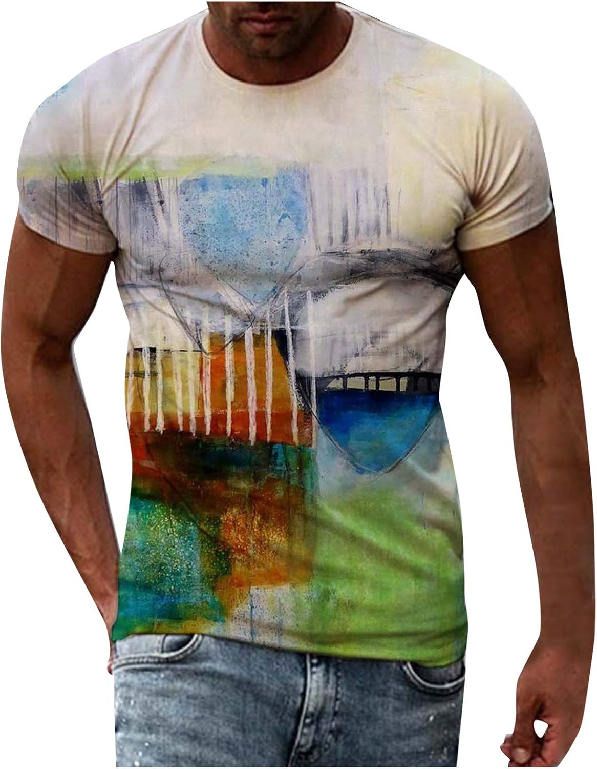 Neue Slim Fit Basic TShirt Retro 3D Druck Design TShirt Herren Frühling Sommer Kurzarm