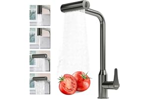 VallisCo Waterfall Kitchen Faucet with Pull Down Sprayer, 4 Modes Function Sprayer Single Handle Sink Faucet，360° Rotatable Kitchen Sink Faucet Easy Installation Commercial Modern Faucets for Kitchen