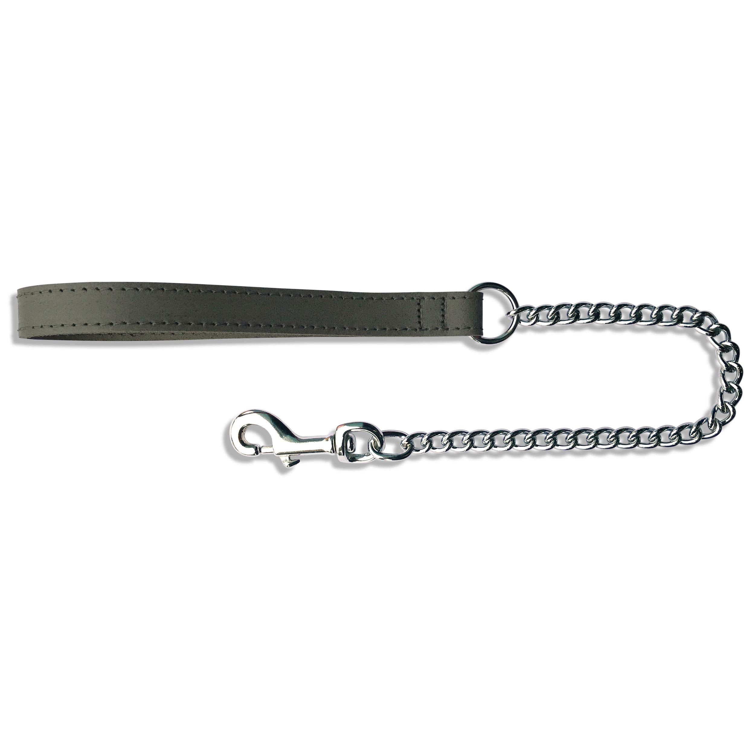 BBD Pet Products Heavy Leather Chain Lead, One Size, 23 x 3/4-Inch, Grey