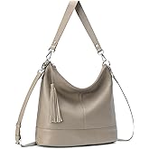 Genuine Leather Hobo Crossbody Bag for Women, Soft Real Leather Bucket, Shoulder Handbag Purse with 2 Removable Strap