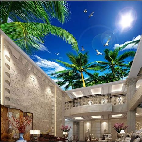 Amazon Com Hwhz Ceiling Wall Papers Stickers Blue Sky Tree Photo