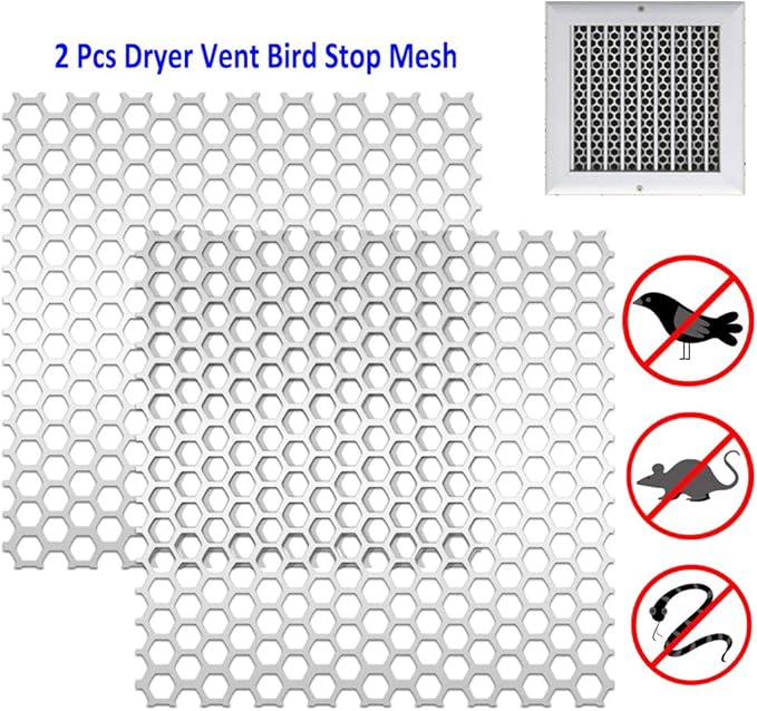 2 Pack Dryer Vent Bird Stop Mesh Dryer Vent Grill Sheet Bird Stop Mesh Metal Screen Exhaust