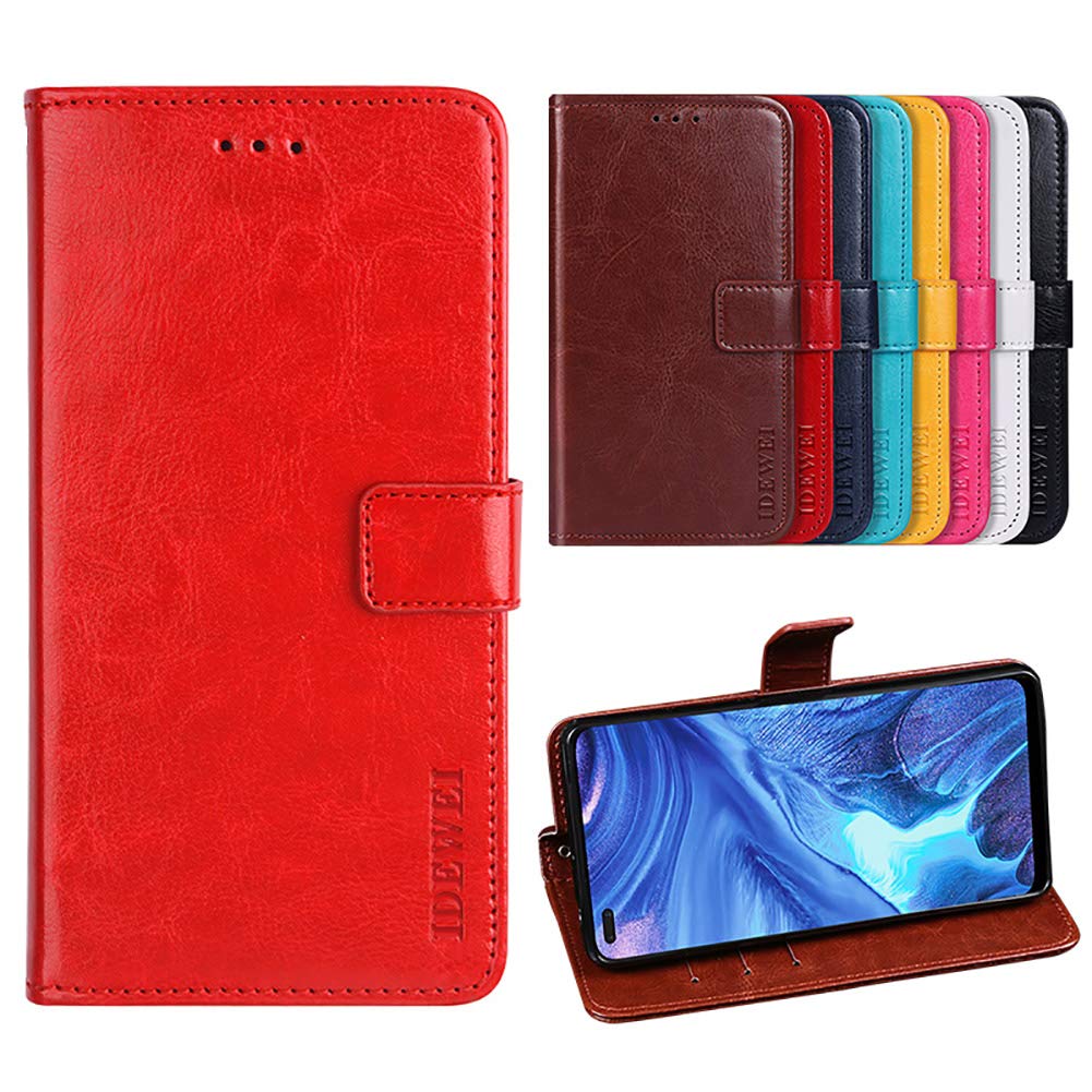 BeyondTop Case for Motorola Moto E20/E40/E30 PU Leather Wallet Flip has Kickstand function and Card Slots with Magnetic Buckle Phone Cover for Motorola Moto E20/E40/E30-Red