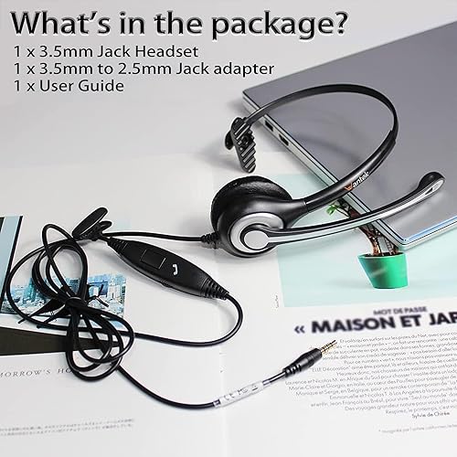 Wantek Cell Phone Headset Mono with Noise Canceling Mic, Wired