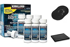 PETORIES Minoxidil for Men 5% Topical Solution Extra Strength Hair Regrowth Treatment, Dropper Applicator Included (6 month supply), 6 x 2 Fl Oz Clear, W/Massager for Improved Hair Growth