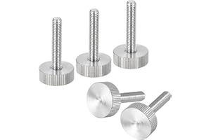 uxcell M6x30mm Knurled Thumb Screws, 5pcs 304 Stainless Steel Flat Knurled Head Fully Threaded Thumb Screws Bolts Grip Knobs 