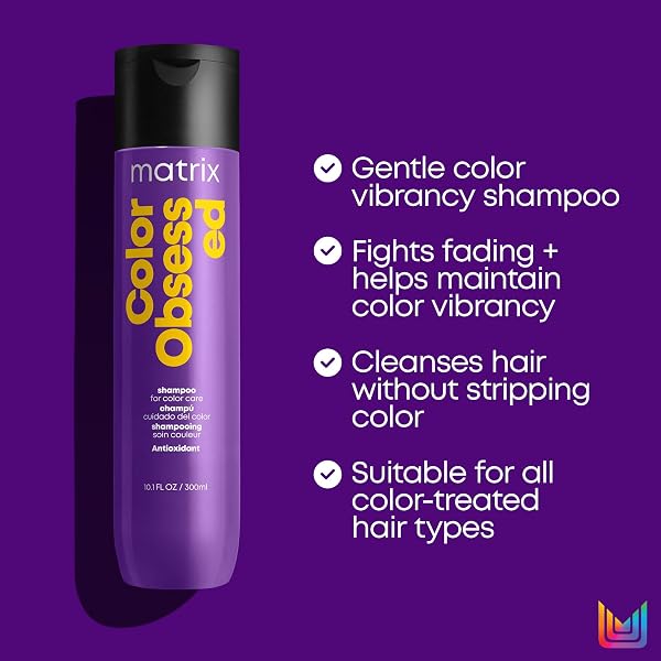 MATRIX COLOR OBSESSED ANTIOXIDANT SHAMPOO | ENHANCES HAIR COLOR, PROTECTS COLOR VIBRANCY & PREVENTS FADING | FOR COLOR TREATED HAIR | CRUELTY FREE | SALON SHAMPOO | VEGAN