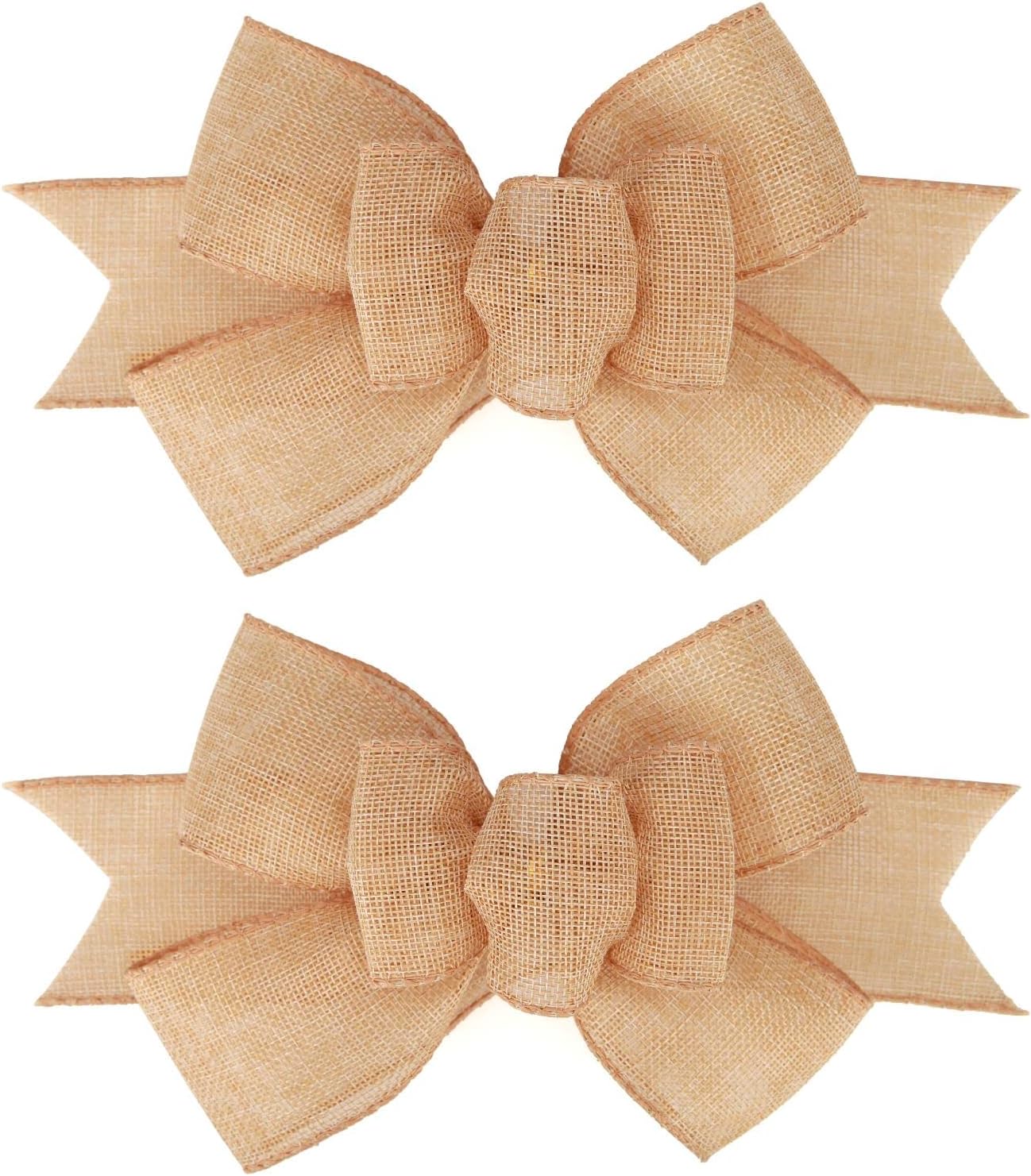 Bows & Ribbons - Meseey 2 Pcs Natural Burlap Wired Ribbon Handmade Premade Burlap Bows for Wreaths Tree Decorations Gift Wrapping Outdoor Decoration (Natural)
