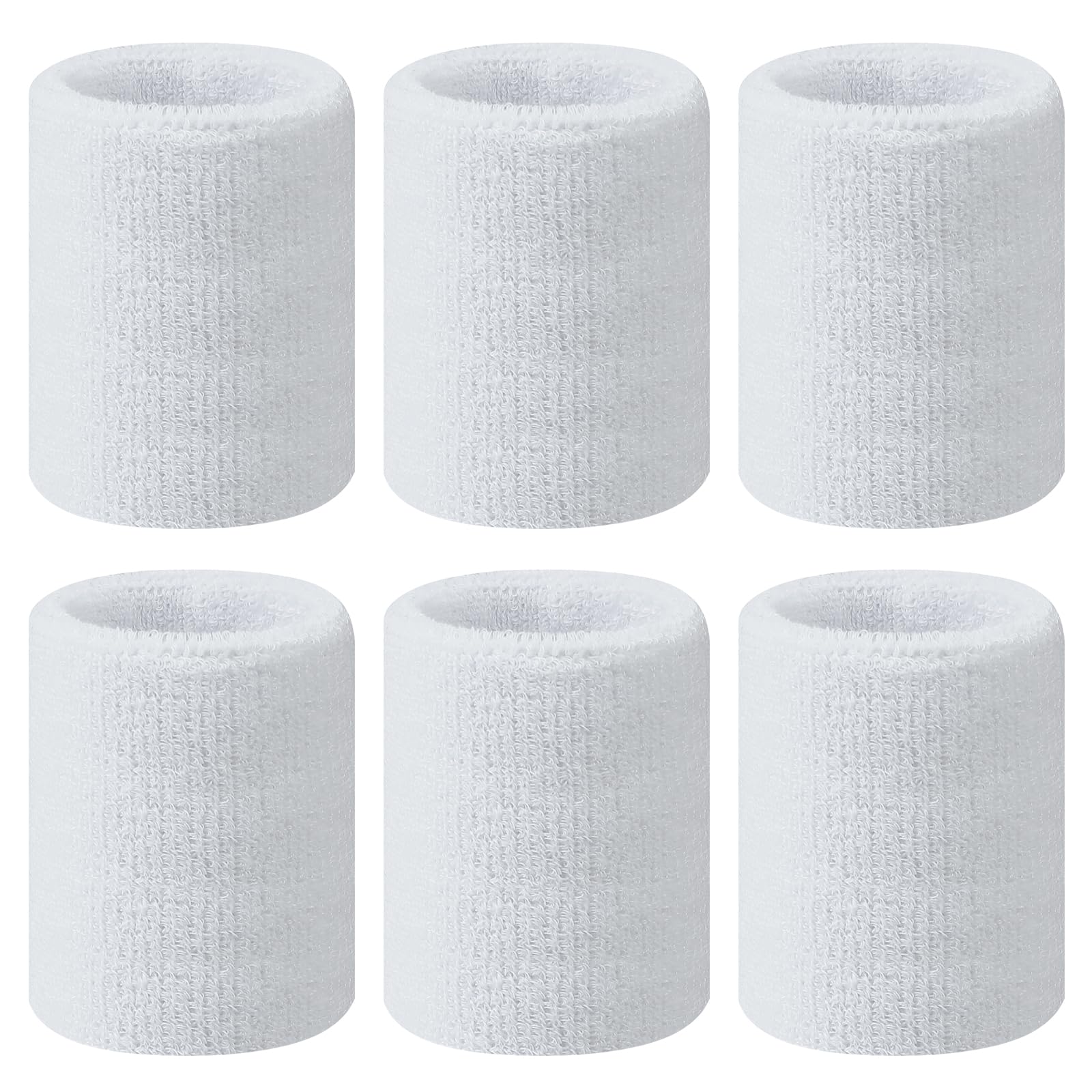 6 Pack Sweat Wrist Bands, 3 Inch Elastic Sport Wristbands Absorbent and Breathable Thick Cotton Wrist Sweatbands Fitness Supplies for Working Out, Gymnastic, Basketball, Tennis, Football, Running, Gym