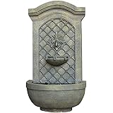 Sunnydaze Rosette Leaf Outdoor Wall Water Fountain - Waterfall Wall Mounted Fountain & Backyard Water Feature with Electric S