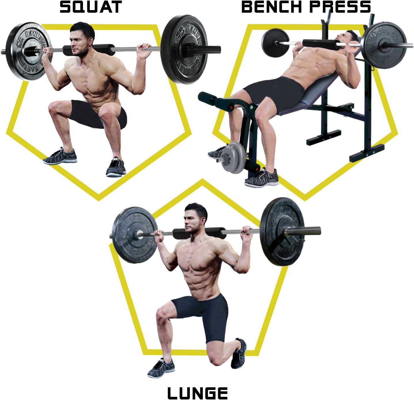 A2ZCARE Barbell Squat Pad – Advanced Neck & Shoulder Protective Pad Support for Squats, Lunges & Hip Thrusts - Black (Single) : Sports & Outdoors