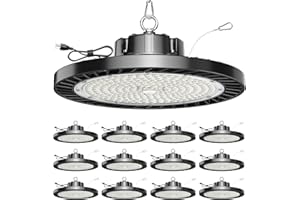 ONLYLUX 12 Pack UFO LED High Bay Light, 150W 5000K Daylight, 22500LM (Eqv. 800W MH/HPS), Commercial High Bay LED Shop Lights with US Plug for Garage Workshop Warehouse Barn, Plug&Play