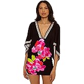 Trina Turk Womens Bougainvillea Border Dress, Casual, Floral Print, Beach Cover Ups for Women