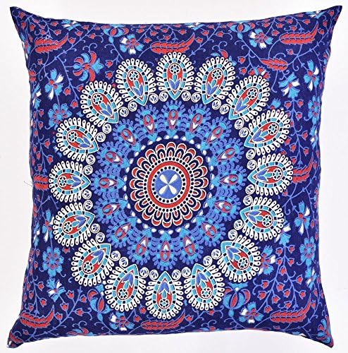 Indian Mandala cushion cover euro sham decorative hippy cushion 18 x 18" inches by Tanya Handicrafts