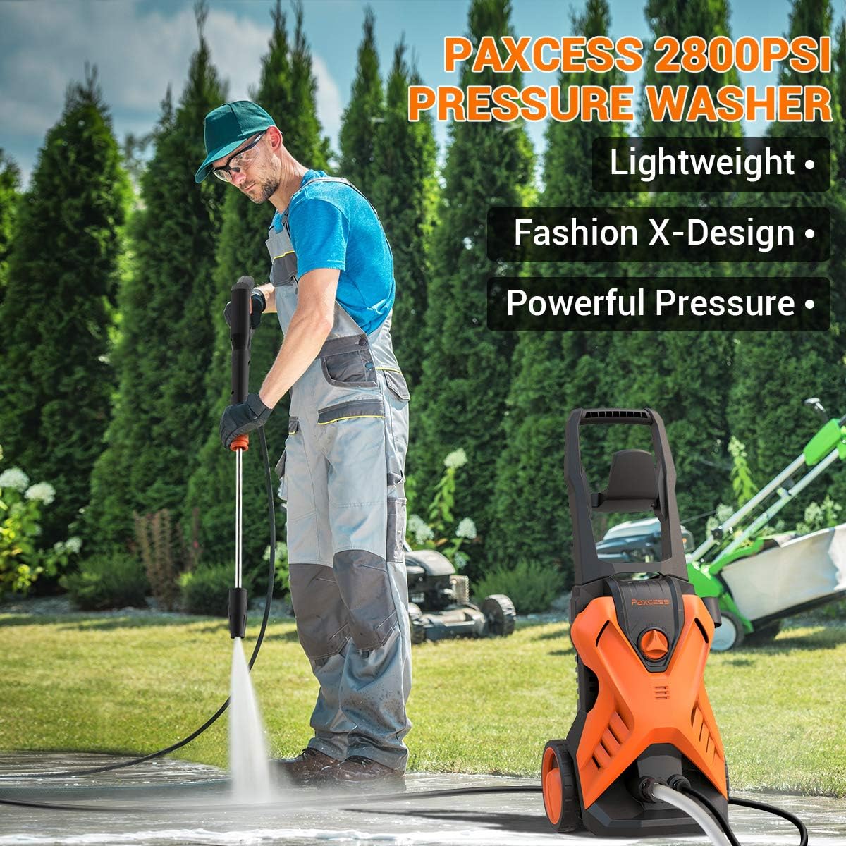 PAXCESS Electric Power Washer 2800 PSI 1.76 GPM X-P3.1 Pressure Washer with 26ft Hose, Adjustable Nozzle, Build-in Detergent Tank, Metal Connector for Cleaning Car/Driveway/Patio Furniture : Garden & Outdoor