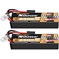 Nihewo 2S Lipo Battery 2Packs 7.4V RC Lipo Battery Pack 6500mAh 90C Hard Case with TX Plug + EC5 Adapter Compatible with 1/8 and 1/10 RC Truck Vehicles Car Truggy Buggy Racing Models