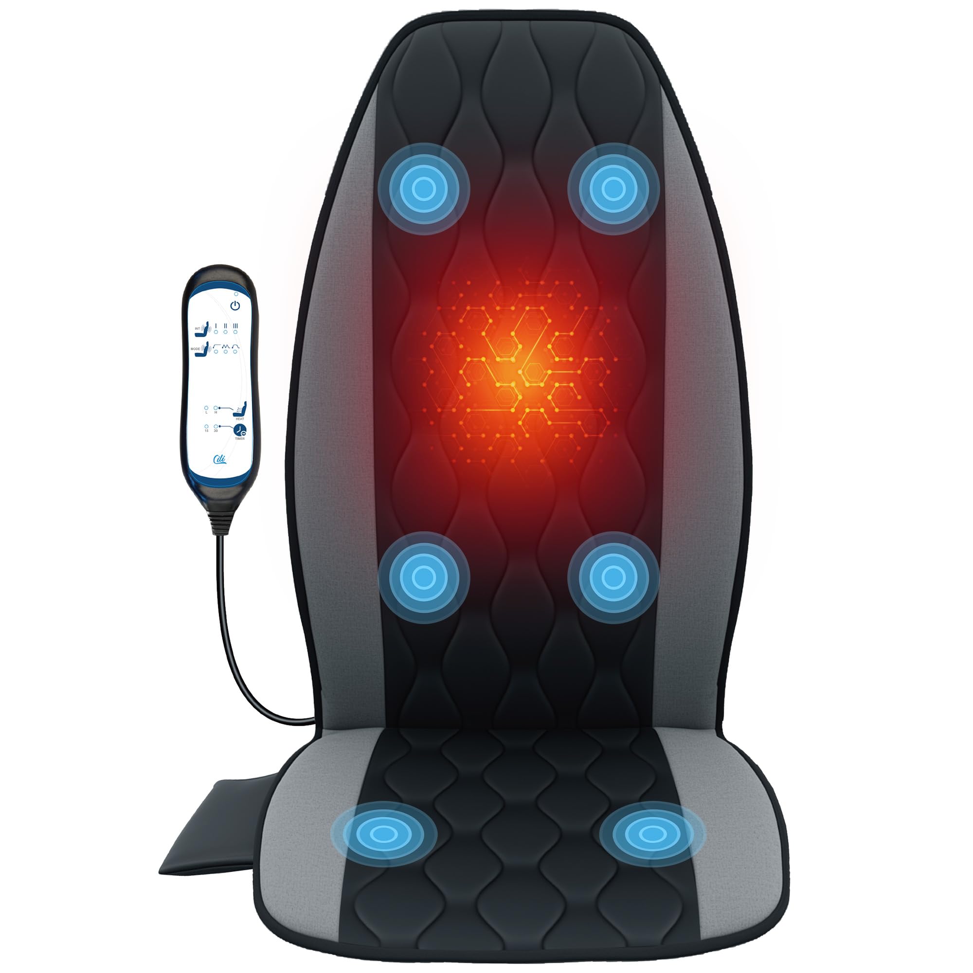 Photo 1 of CILI Vibration Massage Chair Pad, Quiet Back Massager for Office Chair, Sofa & Recliner, Independent Graphene Heat & Massage Control, 15-30 Min Timer for Back Pain Relief