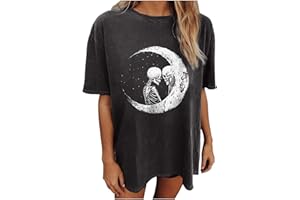 Wukreran Vintage Shirts for Women Cute Graphic Tee Spring Short Sleeve Tops Oversized Tshirts Teen Aesthetic Clothing