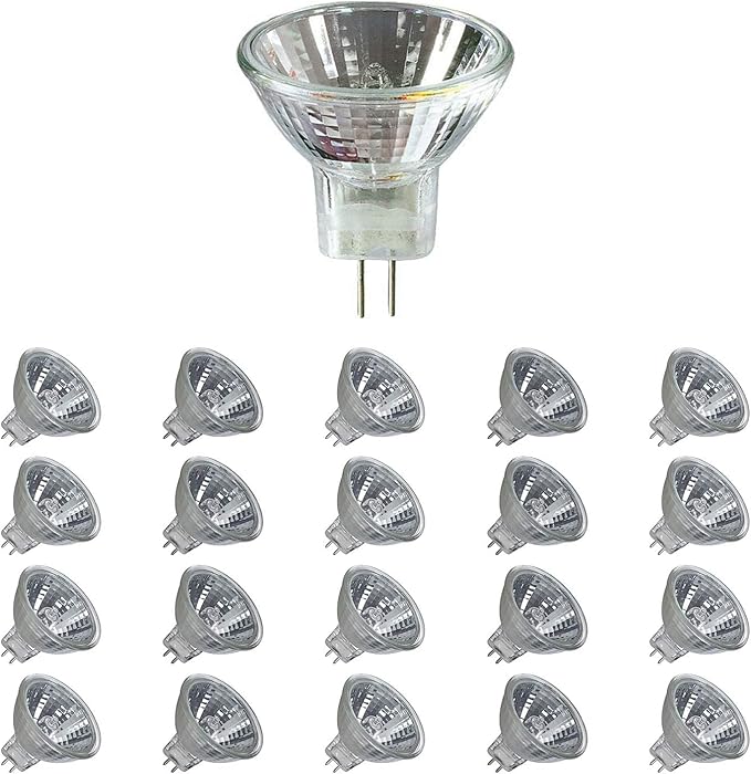 [20Pack] 20MR11 20 Watt 12Volt FTD Halogen Spotlight Bulbs 2Pin 220lm 30° Beam Angle for