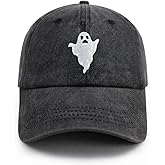 Tomalillin Ghost Hat Halloween Baseball Cap Embroidered Spooky Hat Adjustable Fashion Hats for Men Women