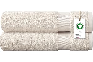 Delara 100% Organic Cotton Towels 650 GSM Plush Feather Touch Quick Dry Bath Sheet, Pack of 2 GOTS Certified, Oeko-Tex Green Certified, Organic Cotton Bath Sheet, 36"X70"