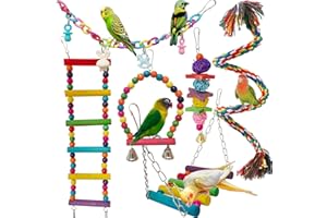 DEMONTALK Bird Swing for Parakeets, Bird Cage Accessories, Parrots Ladder for Budgie Conure Cockatiel Climbing