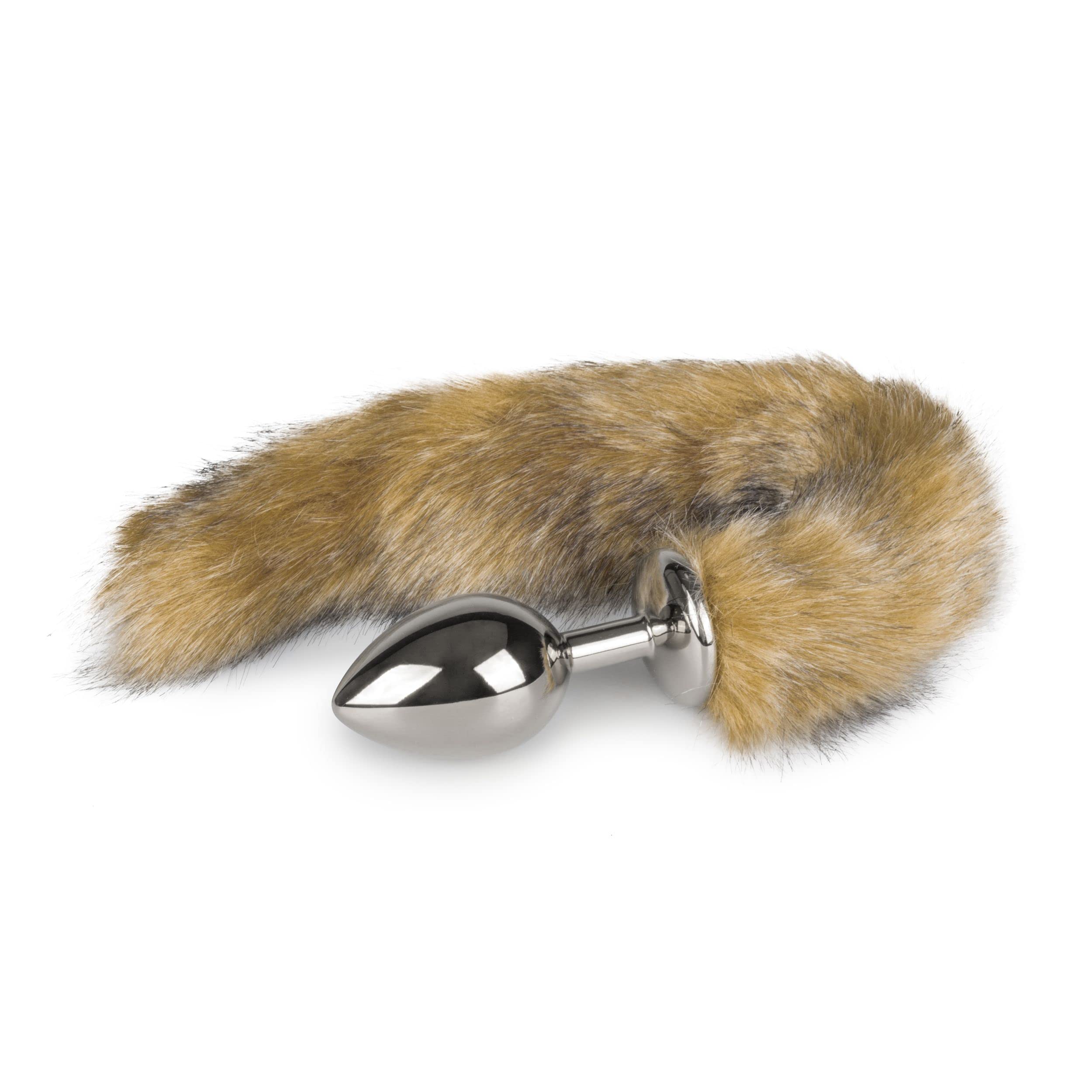 EasyToys Silver Medium Fox Tail Plug with Stripes