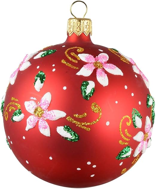 Holidaygiftshops Gloria Boule De Noël En Verre Mat Rouge