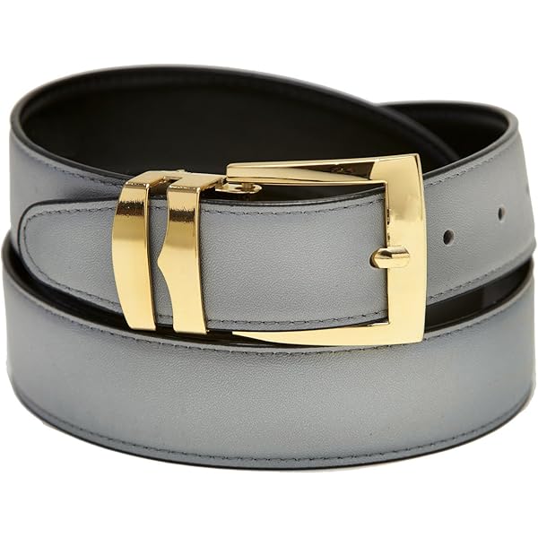 Concitor Men's Belt Reversible Wide Bonded Leather Gold-Tone