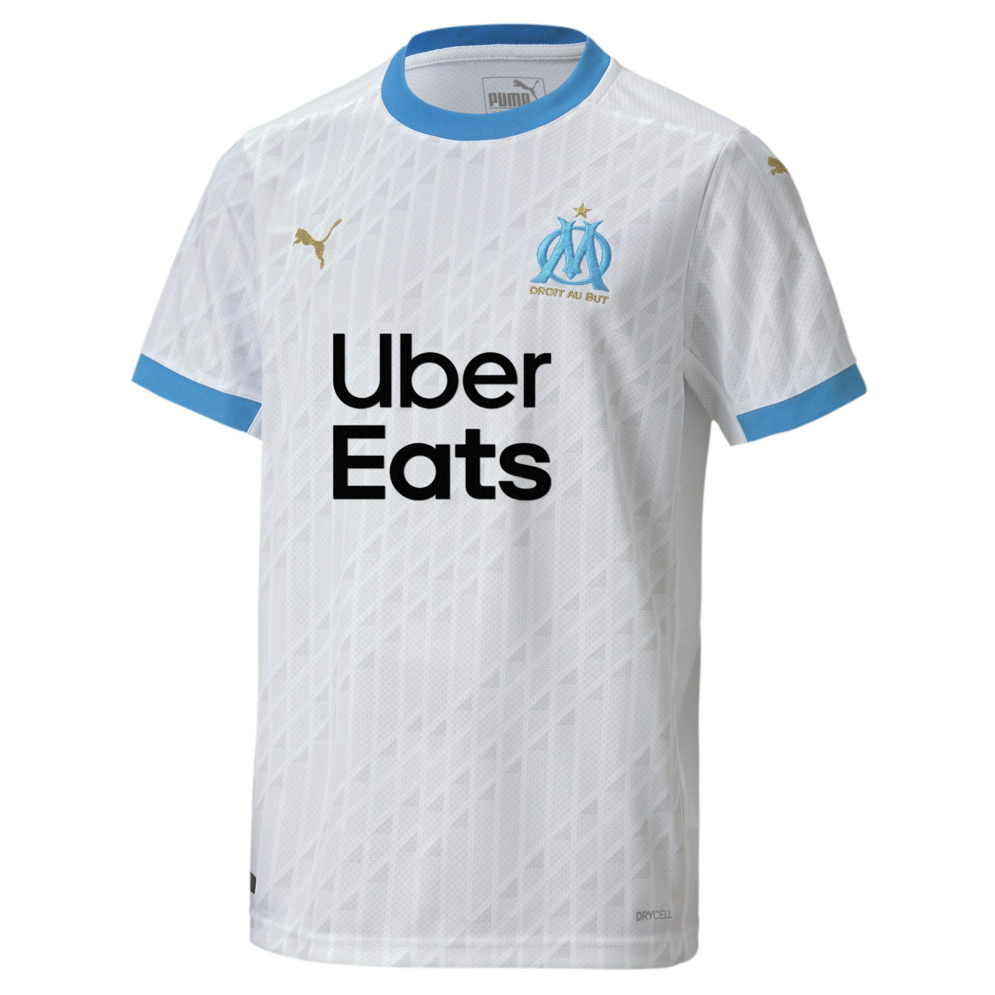 Puma Om Home Shirt Replica Jr with Sponsor Football Shirt - White-bleu Azur, 128