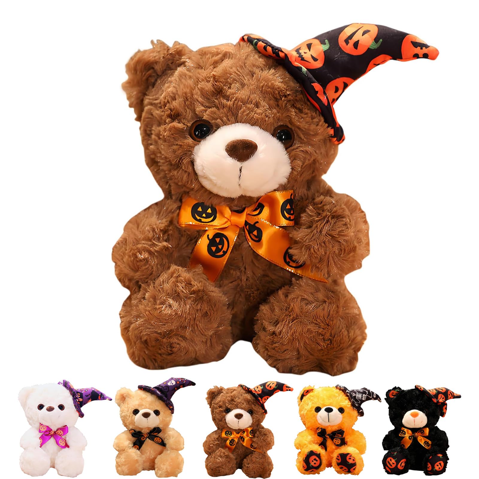 Yayafunfun 1Pc Halloween Teddy Bear Plush Doll, 23cm Cute Soft Toy for Kids, Cuddly Toy for Home Decor - Brown