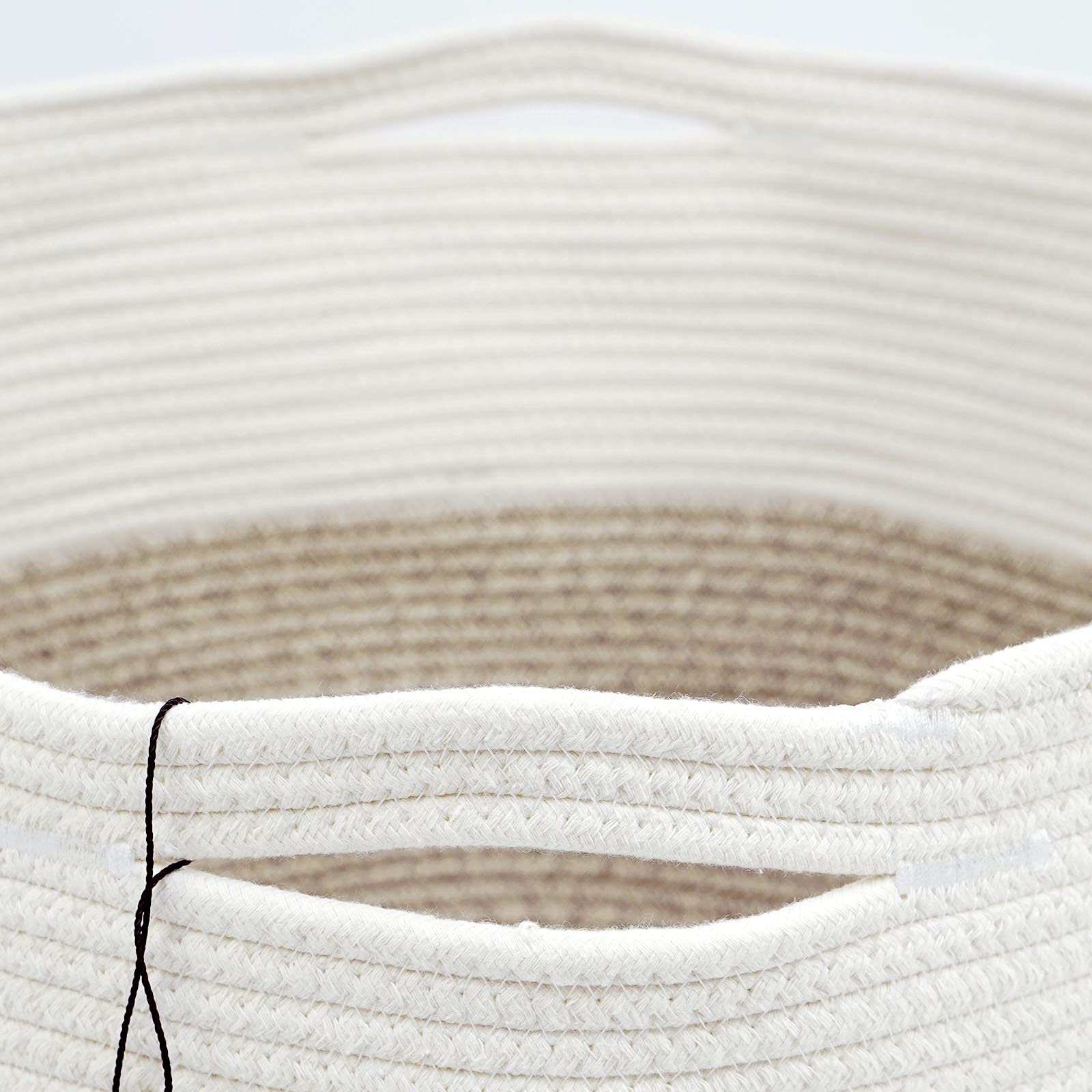 Casaphoria XXXLarge Cotton Rope Basket for Living Room - Woven Storage Basket with Handle for Blankets, Towels and Pillows Laundry Hamper | White and Brown (22