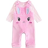 JiAmy Newborn Baby Outfit Baby Fleece Overalls Toddler Flannel Onesie Romper Two-piece Set