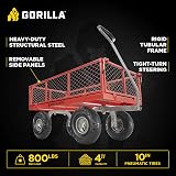 Gorilla Carts Solid Steel Utility Wagon 800 lb Capacity 4 Wheel Pneumatic Tires view 2