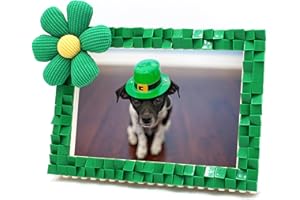 NIETEIN Kid Cute Friendly Birthday Gift Picture Frame Craft Fun Building Block Photo Frame Making Kit Room Desktop and Wall Decor Art(Green)